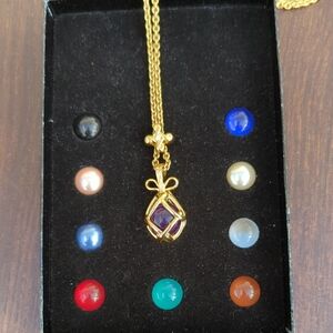 Joan Rivers Gold Necklace with Colorful Interchangeable Stones